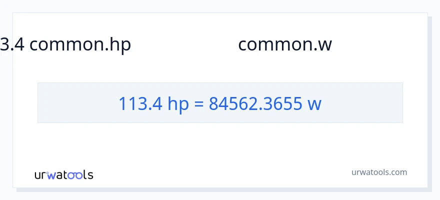 113.4 குதிரைத்திறன் இலிருந்து வாட்ஸ் வரை மாற்றம்