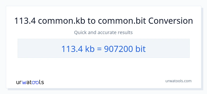 113.4 Kilobytes patungong Bits na conversion