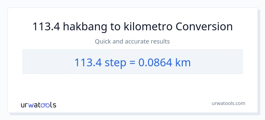 113.4 mga hakbang patungong Kilometro na conversion