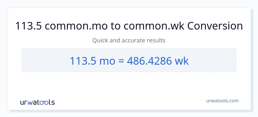113.5 Mga Buwan patungong Mga Linggo na conversion