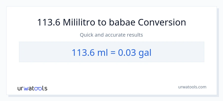 113.6 mga mililitro patungong Mga galon na conversion
