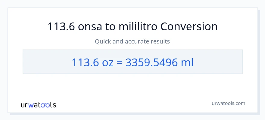 113.6 Mga onsa patungong mga mililitro na conversion