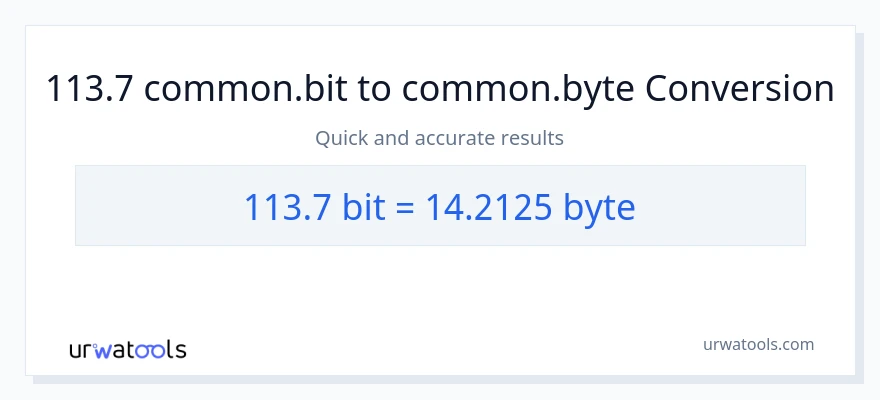 113.7 Bits से Bytes रूपांतरण