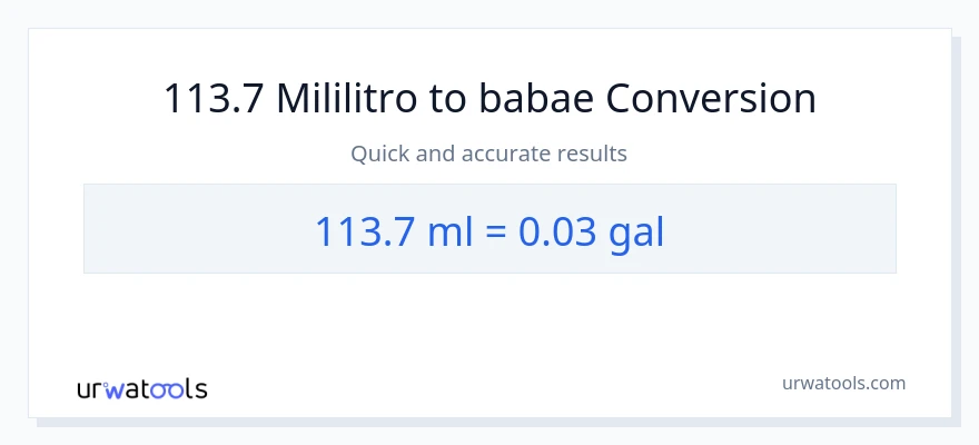 113.7 mga mililitro patungong Mga galon na conversion