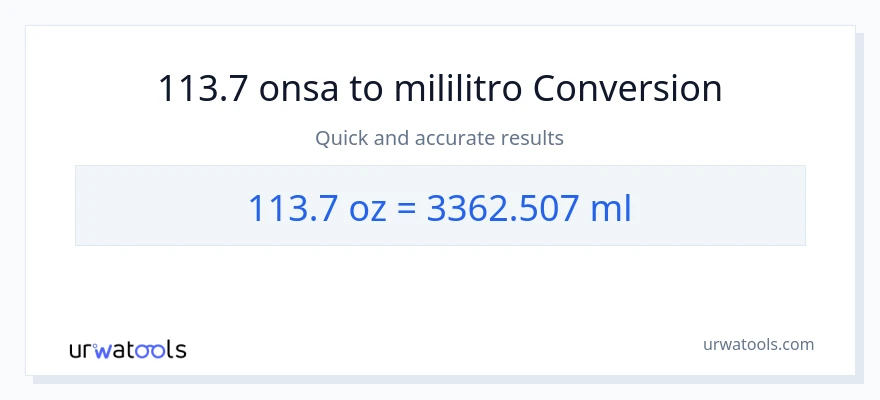 113.7 Mga onsa patungong mga mililitro na conversion