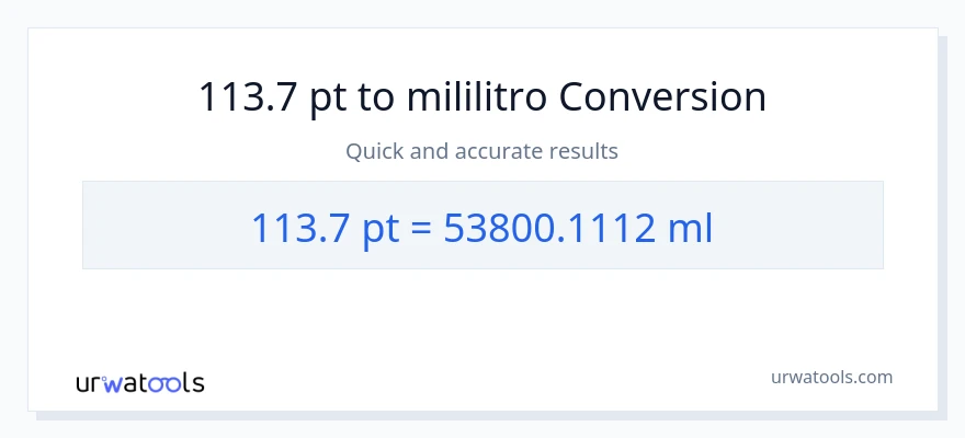 113.7 Pints patungong mga mililitro na conversion