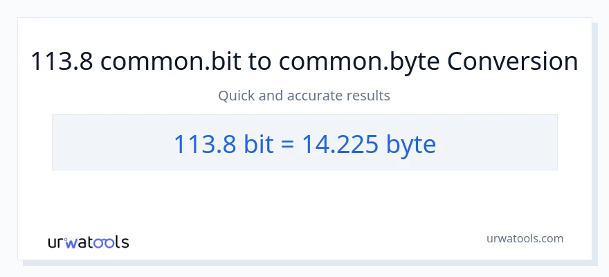 113.8 Bits в Bytes преобразование