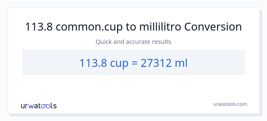 Conversione da 113.8 tazze a millilitri