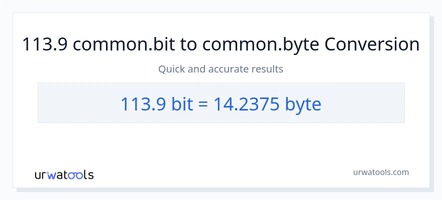 113.9 Bits naar Bytes conversie