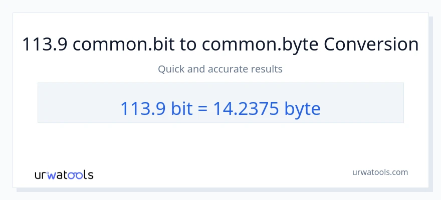 113.9 Bits ته Bytes بدلون