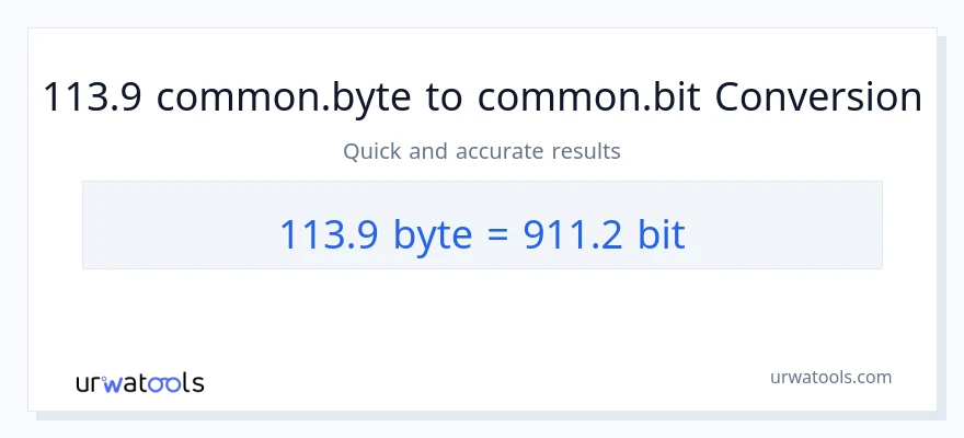التحويل من 113.9 Bytes إلى Bits