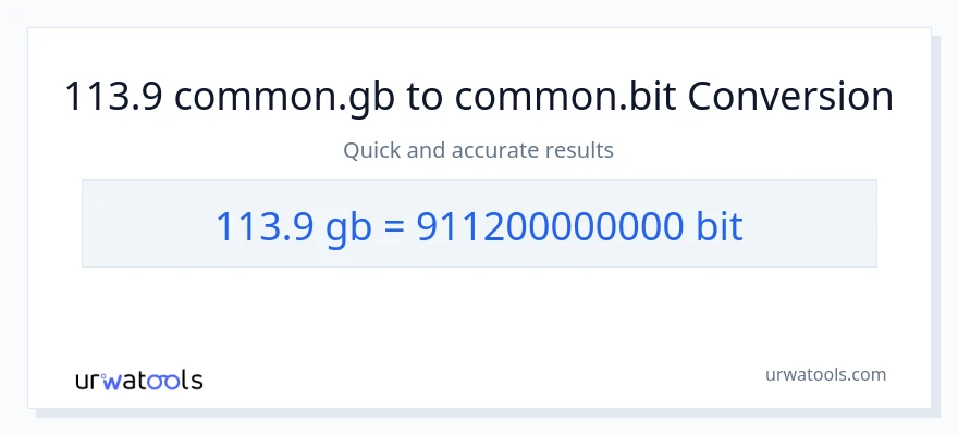 113.9 Gigabytes patungong Bits na conversion
