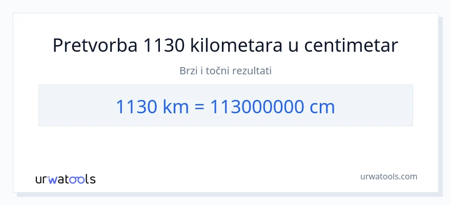Konverzija od kilometara do Centimetri: 1130