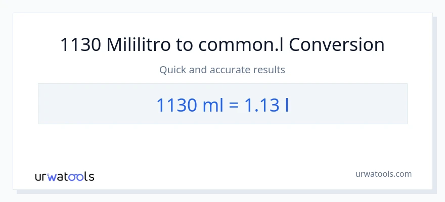 1130 mga mililitro patungong Liters na conversion
