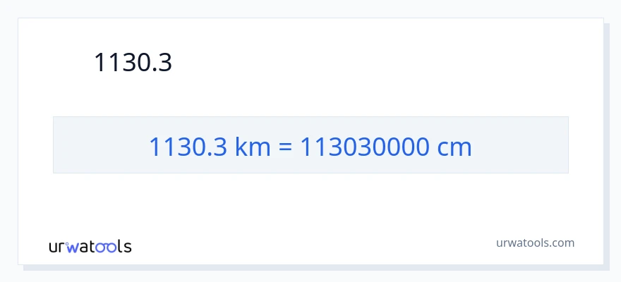 1130.3 કિલોમીટર થી સેન્ટીમીટર રૂપાંતર