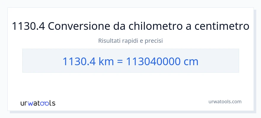 Conversione da 1130.4 chilometri a Centimetri