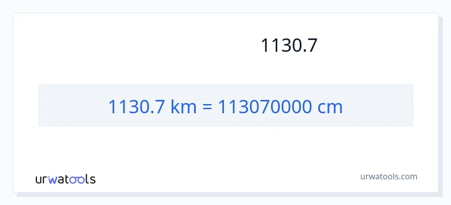 המרה של 1130.7 קילומטרים ל- סנטימטרים