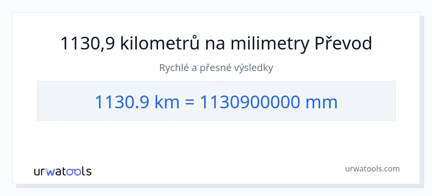 Konverze z kilometry na milimetry: 1130.9
