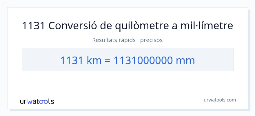 Conversió de 1131 quilòmetres a mil·límetres