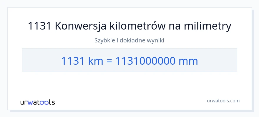 Konwersja 1131 kilometrów do milimetry
