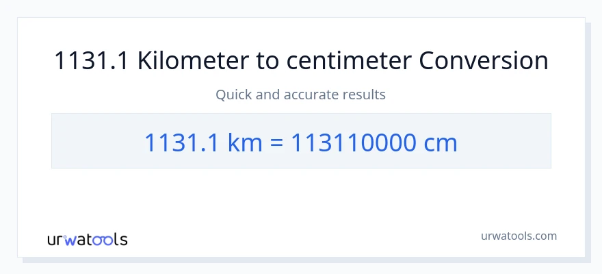 1131.1 Kilometers to Centimeters conversion