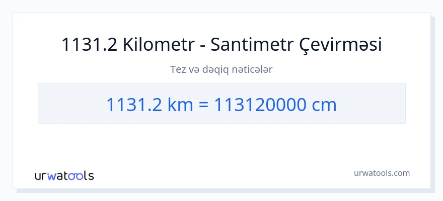 1131.2 kilometr-dən Santimetr-ə çevrilmə
