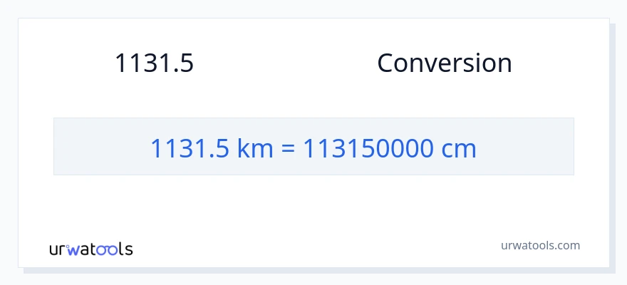 การแปลง 1131.5 กิโลเมตร เป็น เซนติเมตร