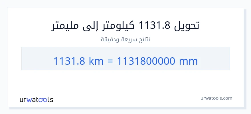 التحويل من 1131.8 كيلومترات إلى مليمترات