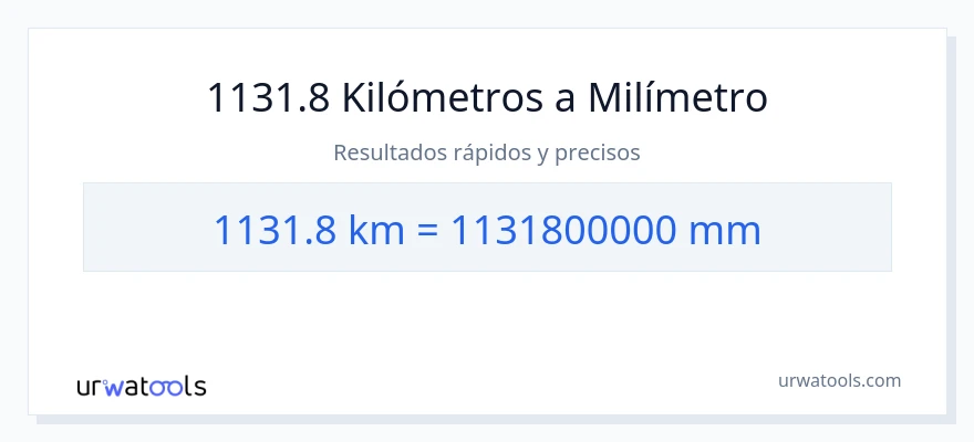 Conversión de 1131.8 kilómetros a milímetros