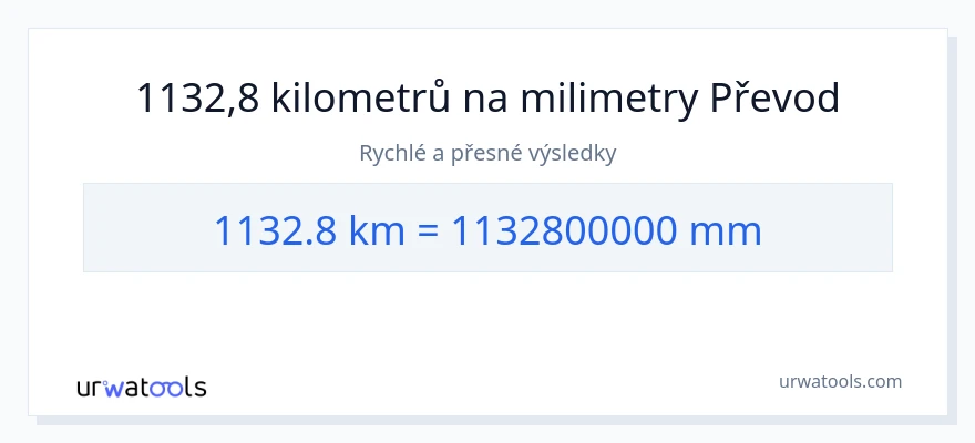 Konverze z kilometry na milimetry: 1132.8