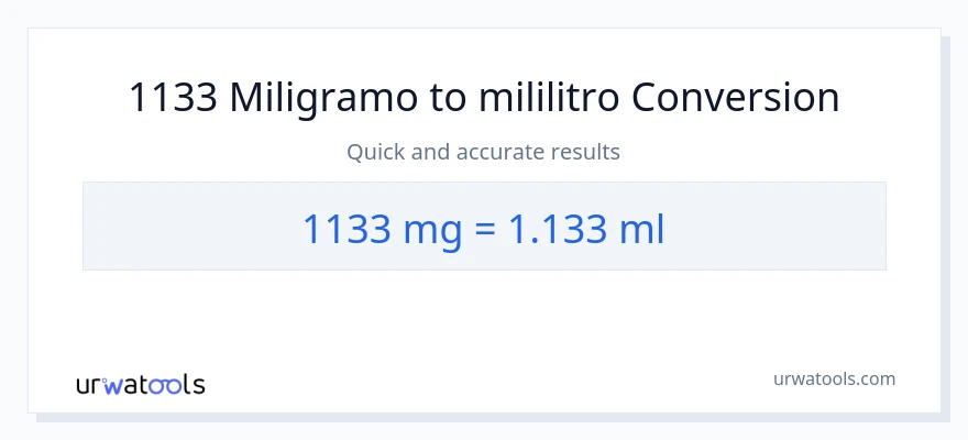 1133 miligramo patungong mga mililitro na conversion