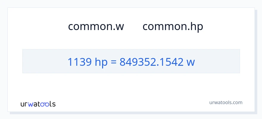 تبدیل 1139 اسب بخار به وات