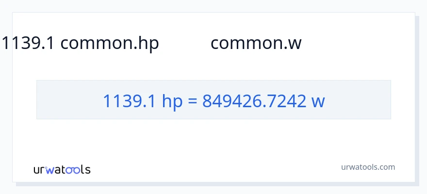 1139.1 ಅಶ್ವಶಕ್ತಿ ರಿಂದ ವ್ಯಾಟ್ಸ್ ಪರಿವರ್ತನೆ