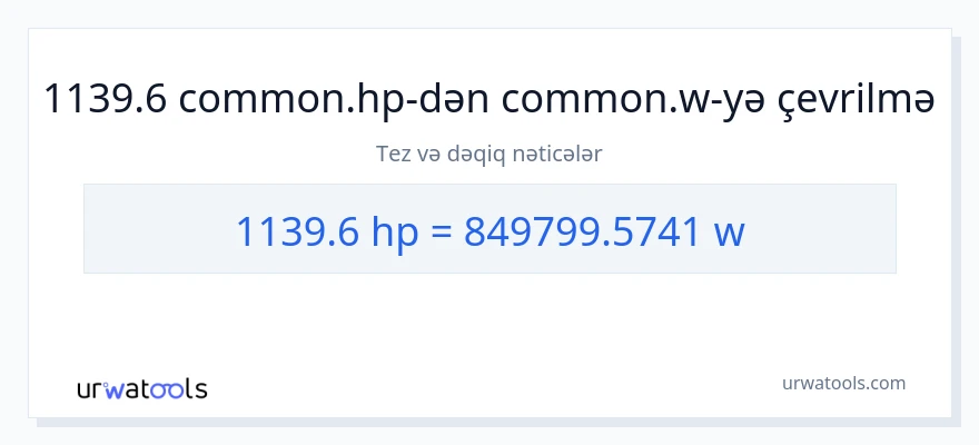 1139.6 at gücü-dən vatt-ə çevrilmə