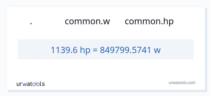 تبدیل 1139.6 اسب بخار به وات