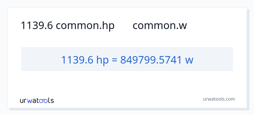 1139.6 હોર્સપાવર થી વોટ્સ રૂપાંતર