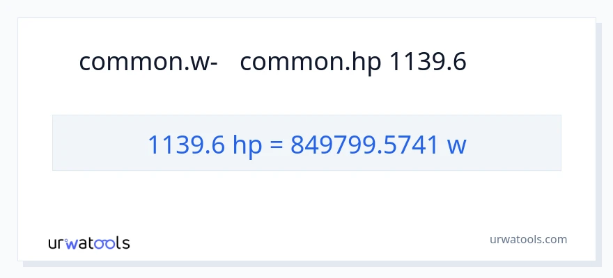 המרה של 1139.6 כּוֹחַ סוּס ל- וואט