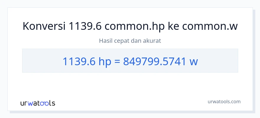 Konversi 1139.6 daya kuda ke watt