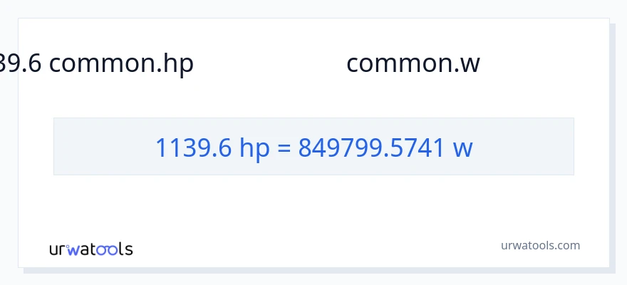 1139.6 குதிரைத்திறன் இலிருந்து வாட்ஸ் வரை மாற்றம்