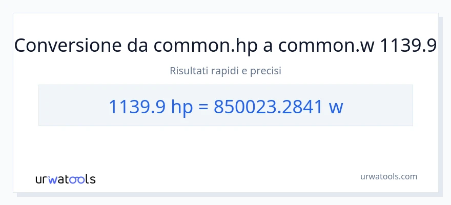 Conversione da 1139.9 potenza a watt