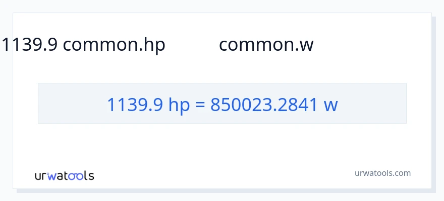 1139.9 ಅಶ್ವಶಕ್ತಿ ರಿಂದ ವ್ಯಾಟ್ಸ್ ಪರಿವರ್ತನೆ