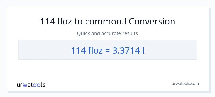 Conversió de 114 unces fluides a Liters
