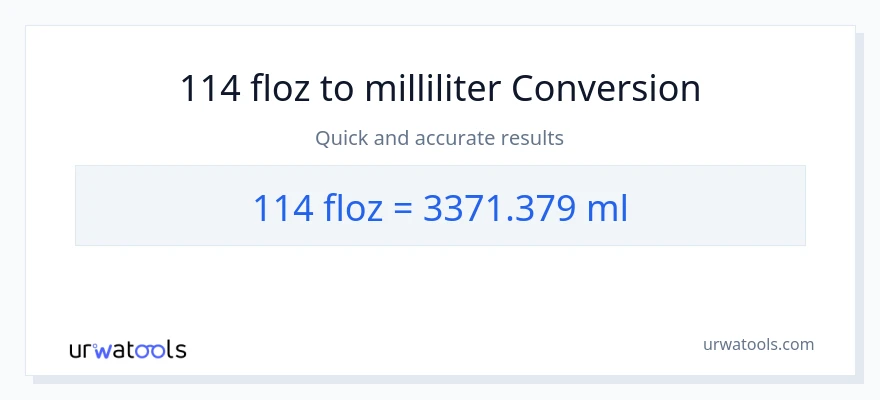 114 flydende ounces til milliliter konvertering