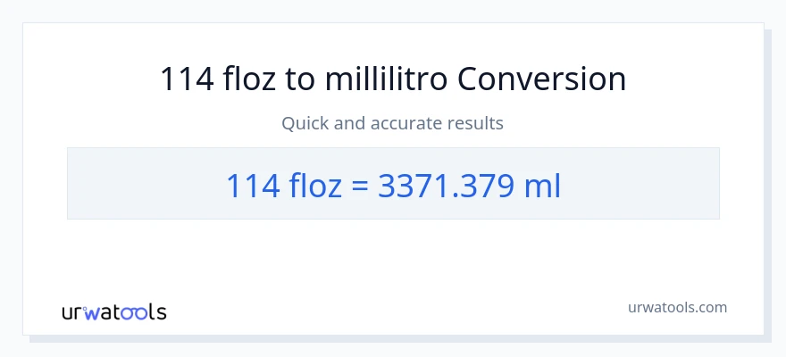 Conversione da 114 once fluide a millilitri