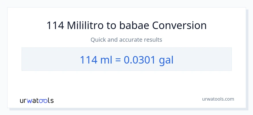 114 mga mililitro patungong Mga galon na conversion