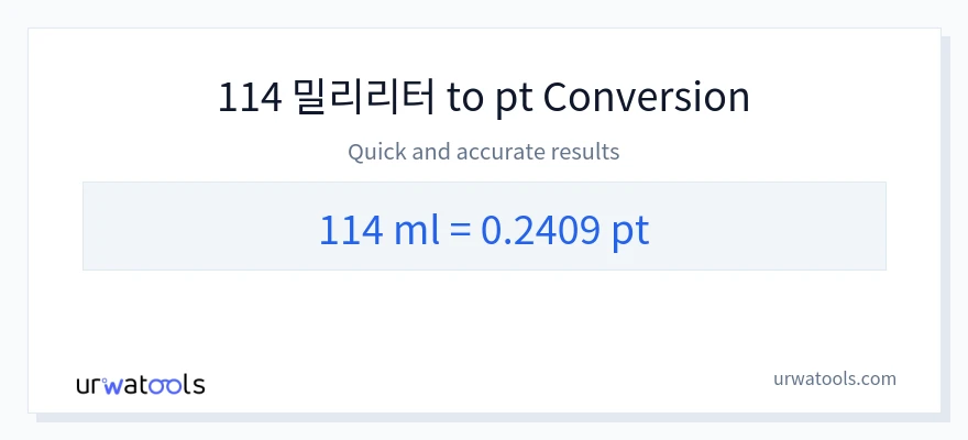 114 밀리리터에서 Pints으로의 변환