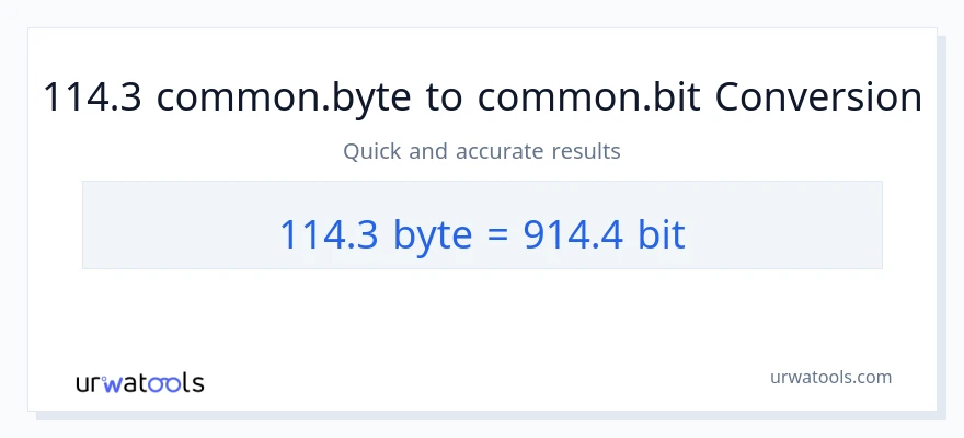 التحويل من 114.3 Bytes إلى Bits