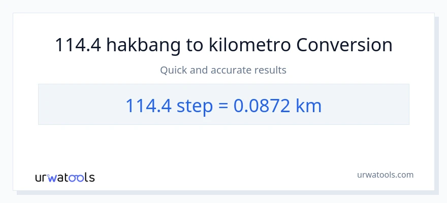 114.4 mga hakbang patungong Kilometro na conversion