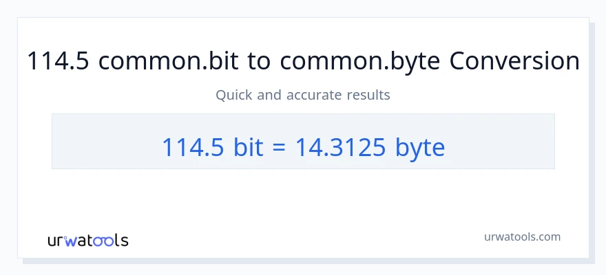 التحويل من 114.5 Bits إلى Bytes