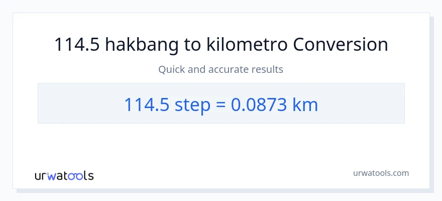114.5 mga hakbang patungong Kilometro na conversion